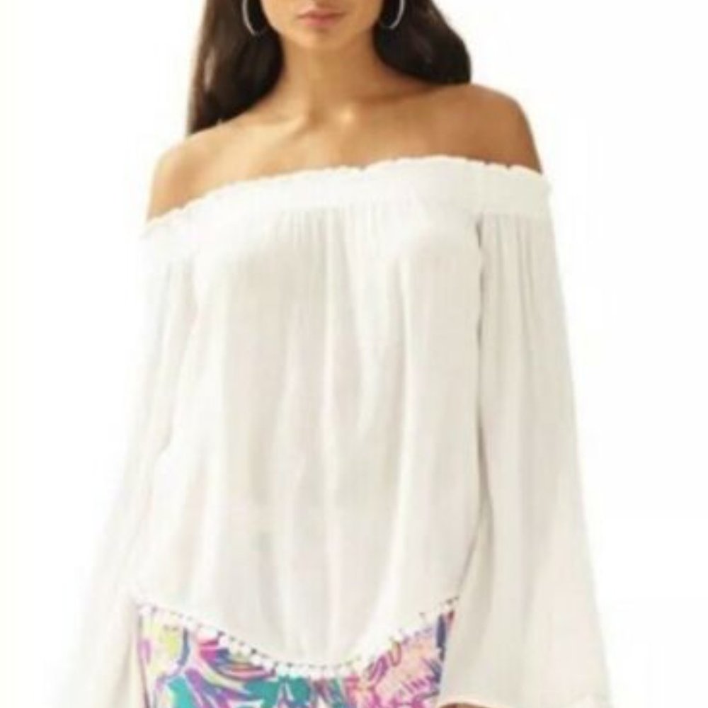 EUC Lilly Pulitzer Nita Off-the Shoulder in Resort White